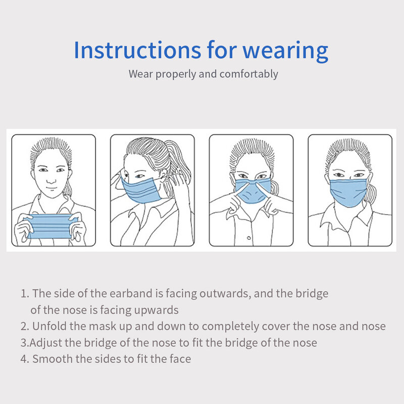 50/100 os pces descartáveis protegem máscaras médicas não tecidas da cara anti-poluição 3 dobra filtro poeira da segurança 3 cores máscara cirúrgica