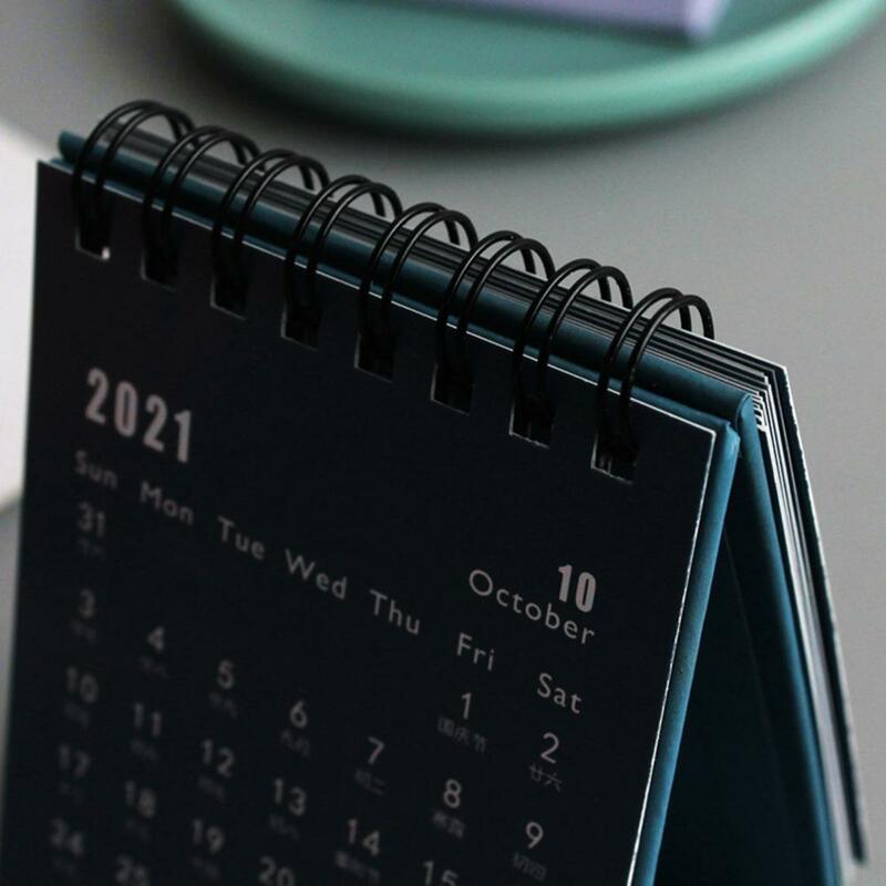 Przenośny Mini 2021 kalendarz biurkowy papier biurowy codzienny miesięczny terminarz harmonogram przyborów szkolnych