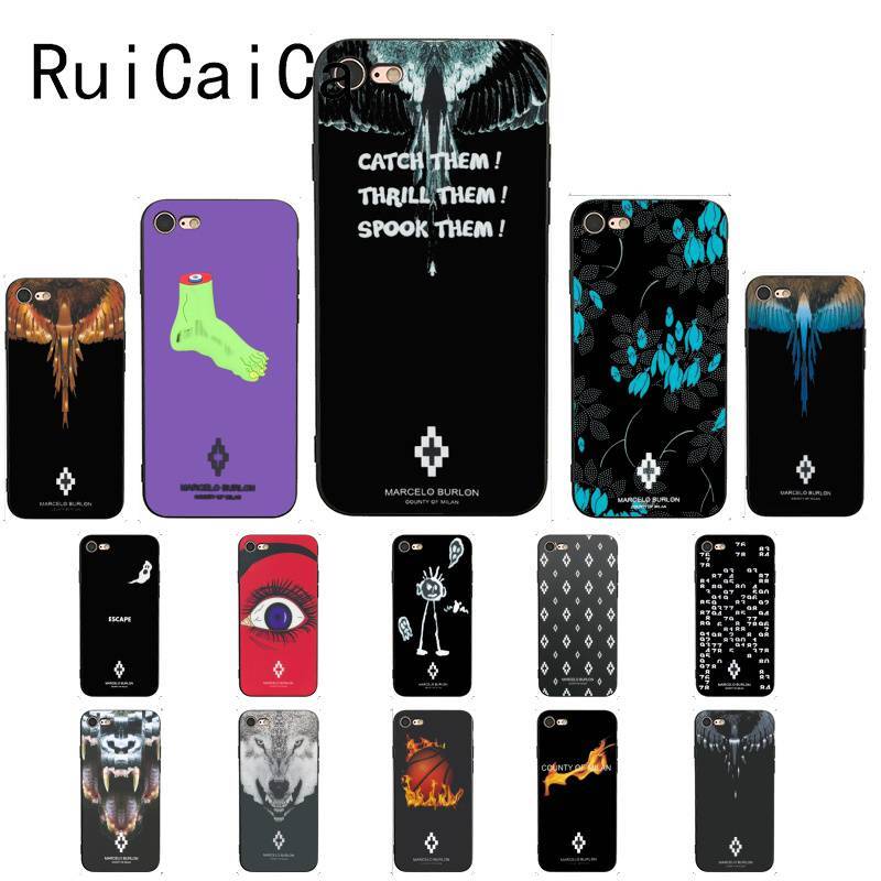 Ruicaica Marcelo BURLon ala Animal duro protector negro Funda para teléfono para iPhone 6S 6plus 7 7plus 8 8Plus X Xs X MAX 5 5S XR cubierta