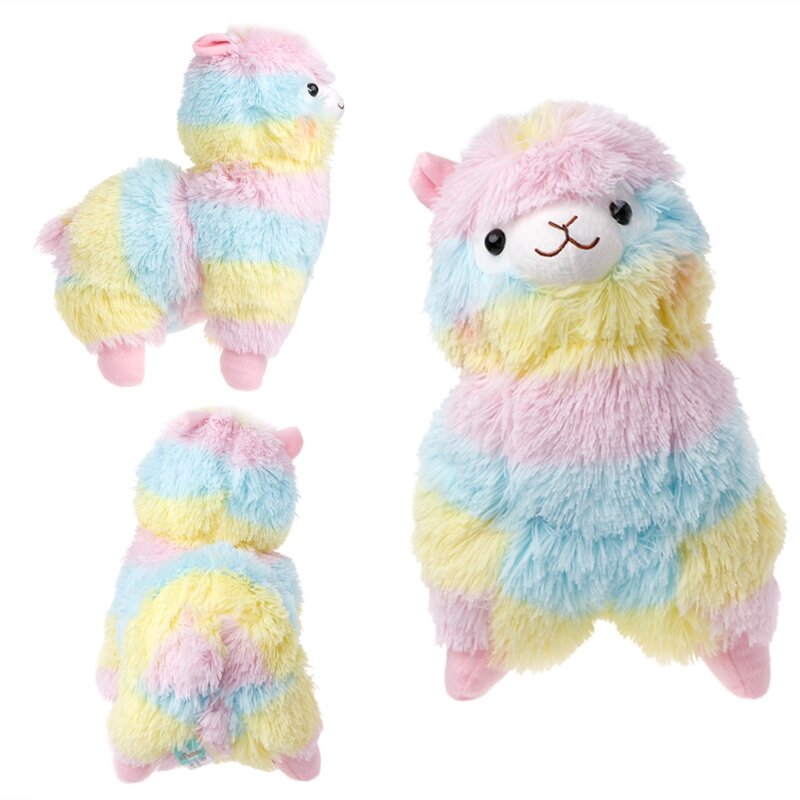 Juguete de peluche de Alpaca arcoíris, muñeco Lama de algodón, Animal de peluche
