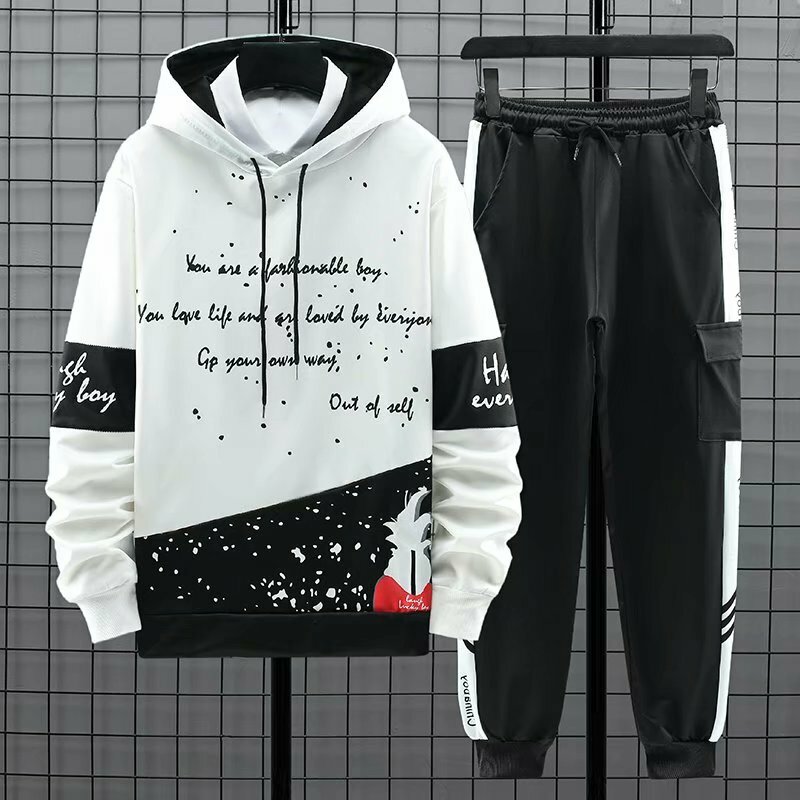 Mode Männer der Koreanischen Stil Trend Pullover Hoodies Männer + Casual Harajuku Streetwear Jogginghose Frühling Herbst Männer Kleidung Sets