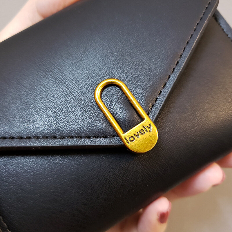 새로운 여성 지갑 가죽 지갑 패션 삼중 심플 블랙 짧은 지갑 고품질 부드러운 지갑 가죽 작은 동전 주머니, 2021