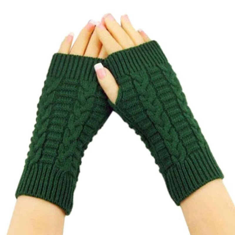 1คู่ Soft Fingerless ถุงมือแขนปกแขนแขนยาวนวมอุ่นหญิงถักถุงมือ Unisex