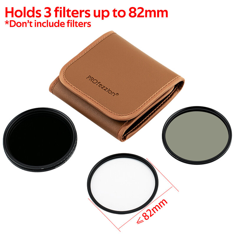 Сумка для фильтров для объектива 49-82 мм, чехол с 3 карманами для нейтральных и ультрафиолетовых фильтров CPL ND1000, аксессуары для фотографий, бумажник-держатель