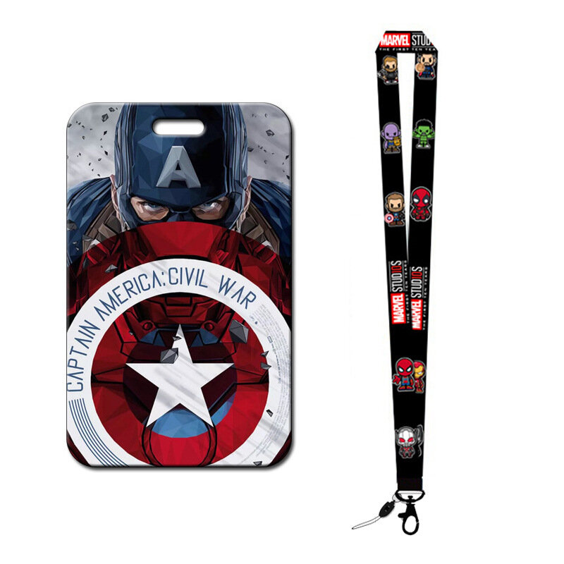 Original Avengers Spiderman Captain America Super Heroes Card Cover Student Campus Card Outdoor Hanging Neck Bag ID Card Holder