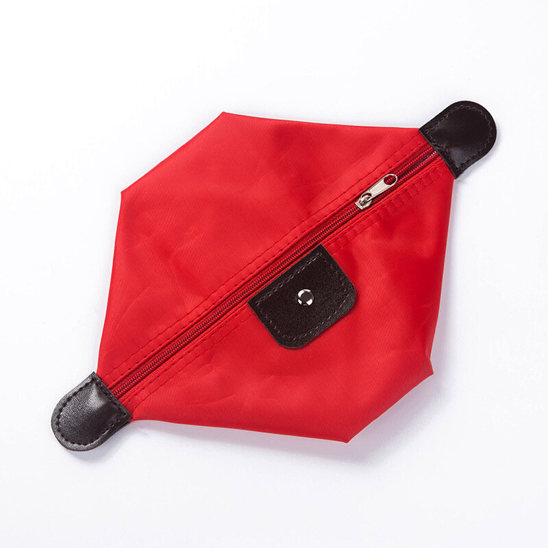 Foldable Women Travel Cosmetic Bag Mini Girl Makeup Bag Organizer Waterproof Nylon Red Large Capacity Zipper Toiletry Pouch Case