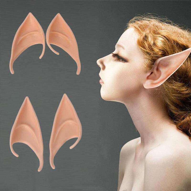 Mysterious Angel Elf Ears Fairy Cosplay Vampire Teeth Halloween Christmas Latex Soft Pointed Prosthetic Tips False Ears Props