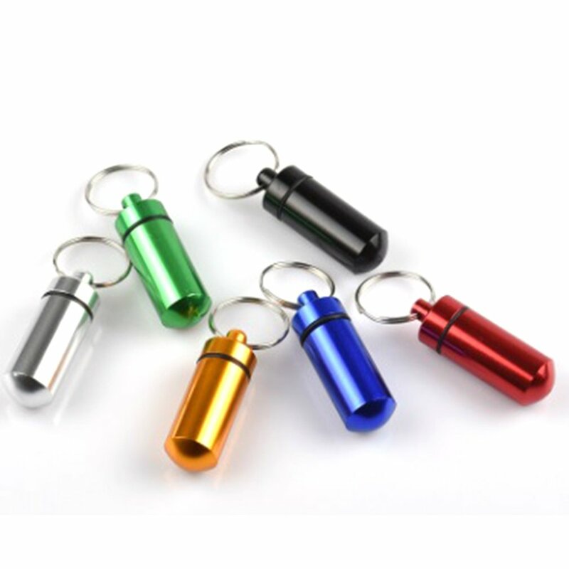 Small Size Keychain Design Travel Pill Box Waterproof Aluminum Alloy Pill Drug Storage Box Case Holder Container 1pcs