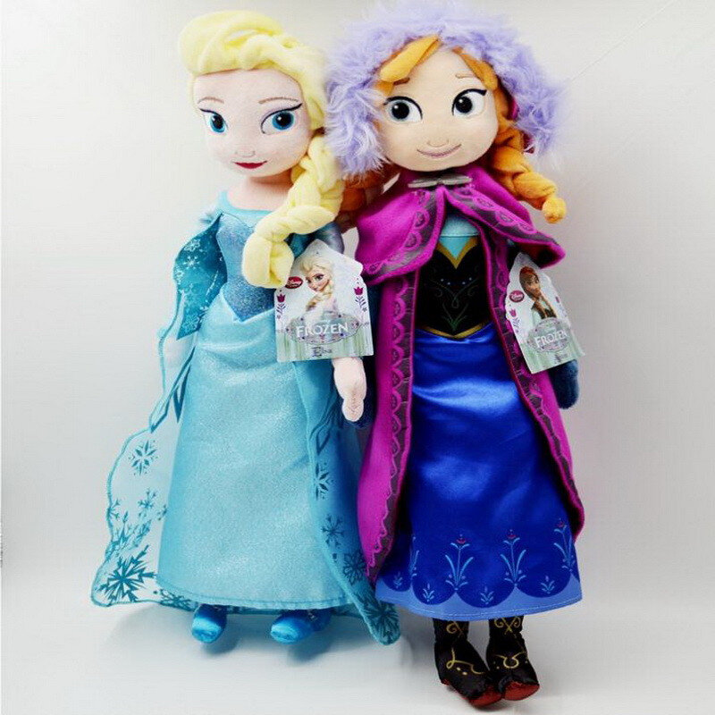 Bonecas Anna e Elsa congeladas para crianças, princesa rainha da neve, brinquedos de pelúcia recheados, presente de aniversário 40 cm, 50cm, 2 peças por conjunto
