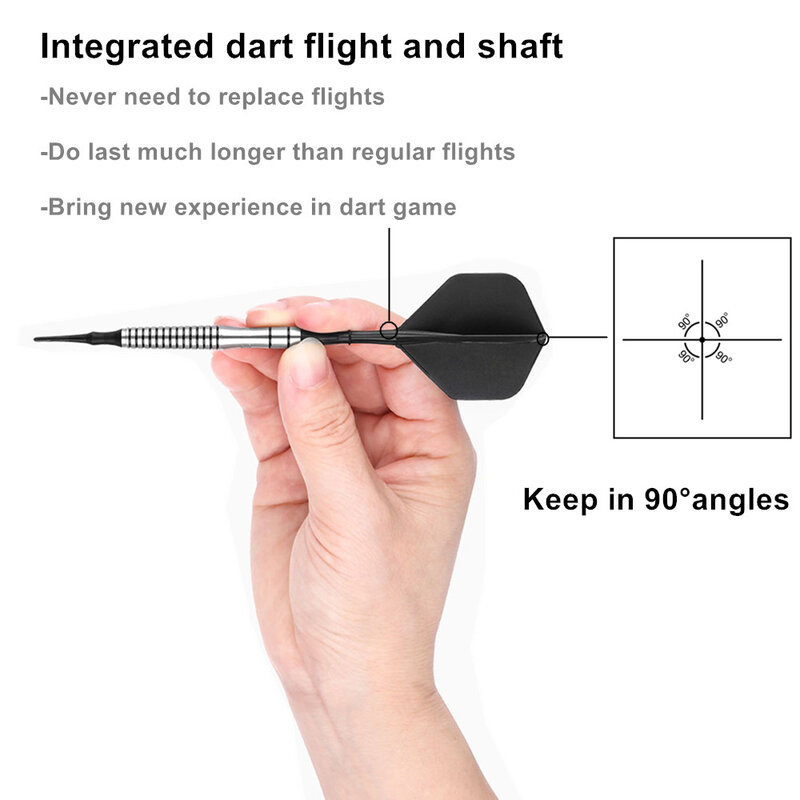 FOX SMILING Dart Flights Shafts 12PCS Integrated Dart Flights and Shafts 2BA Screw in-one Dart Accessorie Set Durable Anti-Fall