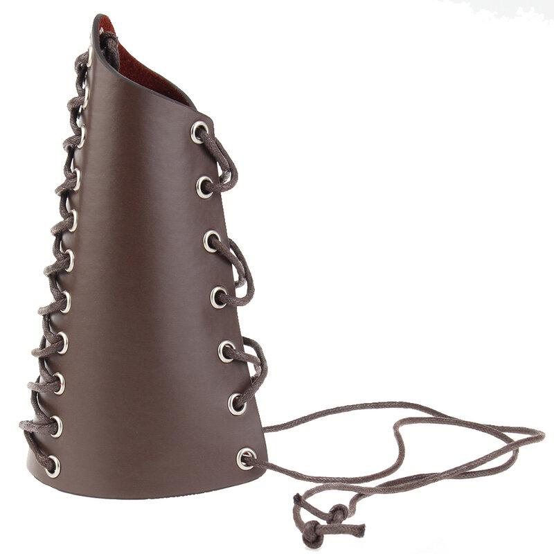 Guanteletes medievales de cuero PU para hombres y mujeres, pulsera ancha, brazalete de armadura de brazo, pulsera con cordones