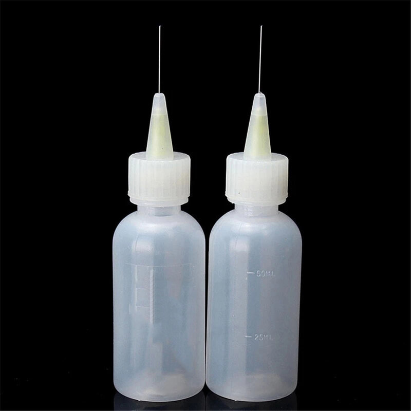 2 Stuks 50Ml Naald Tip Solderen Cleaning Clear Liquid Flux Alcohol Olie Dispenser Plastic Hand Fles Cleaner Diy Reparatie