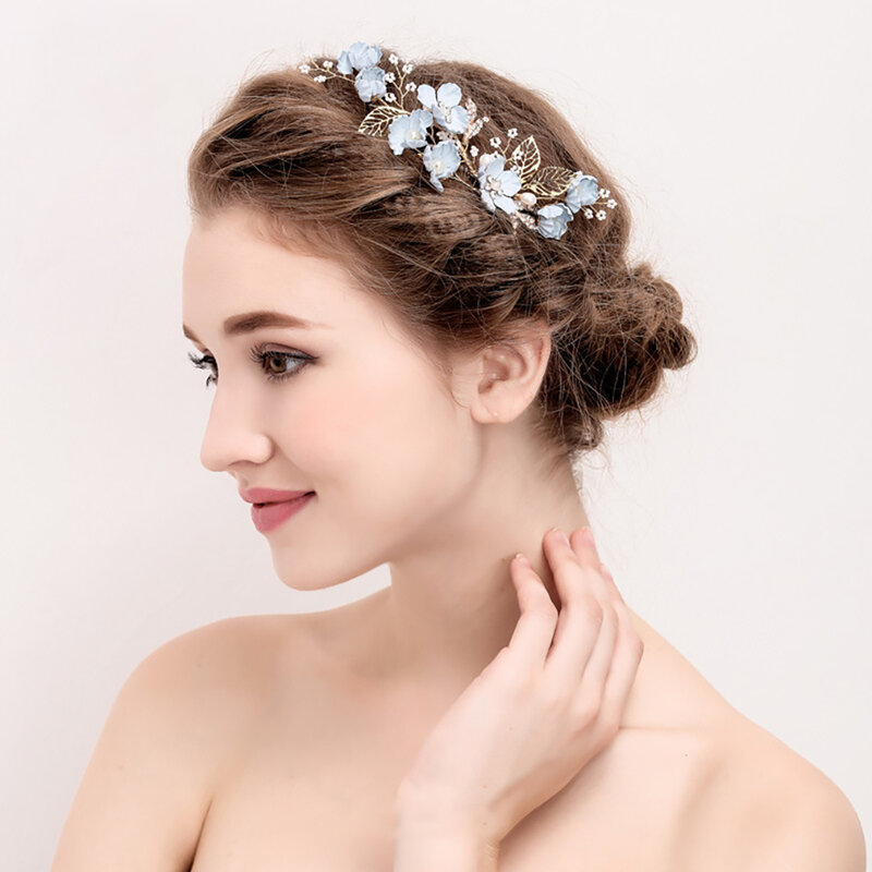 MOLANS 1Set Luxus Haarnadel Für Frauen Haar Kämme Kopfschmuck Prom Braut Hochzeit Krone Elegante Haar Zubehör Gold Blatt Headwear