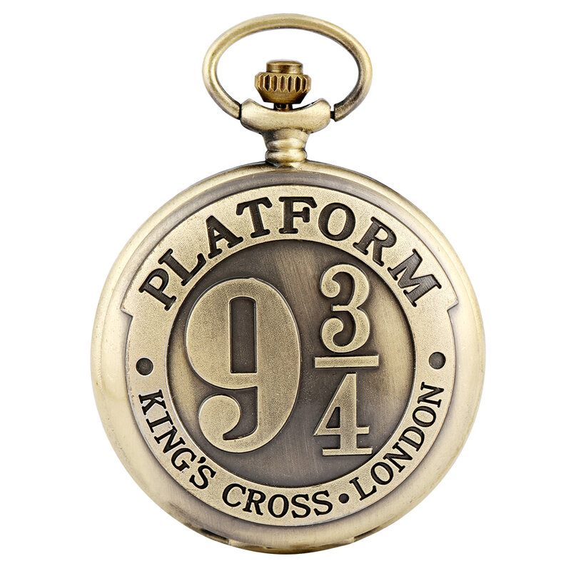 9 3/4รูปแบบ Retro Bronze นาฬิกาควอตซ์ Anzlog ตัวเลขอาหรับ Dial Chain จี้สร้อยคอผู้หญิงผู้ชาย