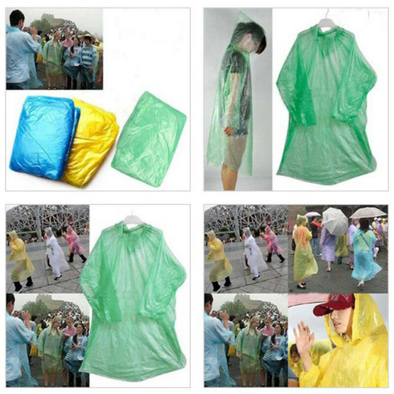 1pcs สะดวก Disposable ผู้ใหญ่ฉุกเฉินกันน้ำ Rain Coat Poncho เดินป่าแคมป์ปิ้ง Rain Coat Unisex Rainwear คุณภาพดี