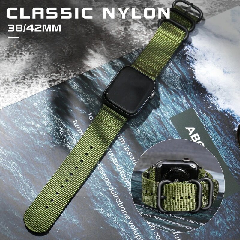 Pulseira de relógio de nylon para apple watch, pulseira de relógio para apple watch, série 5, 4, 3, 2, 1, pulseira esportiva, acessórios, 42mm, 38 pulseira para iwatch, mm 40mm 44mm