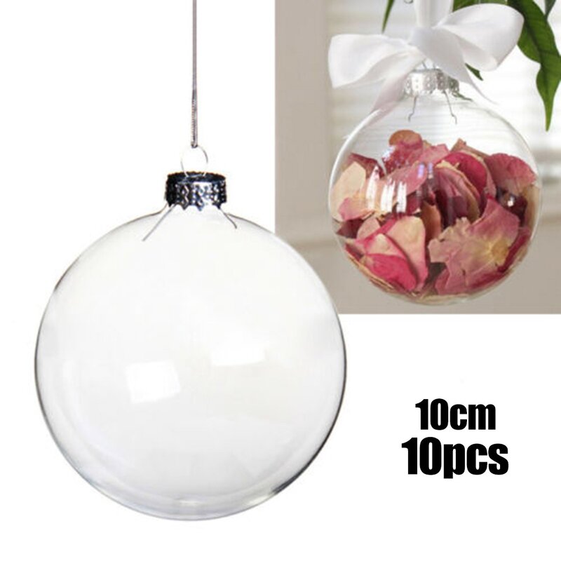 Christmas Ornaments Balls Christmas Ball Clear Plastic Hanging Baubles for Christmas Tree Decorations Pack of 5/10