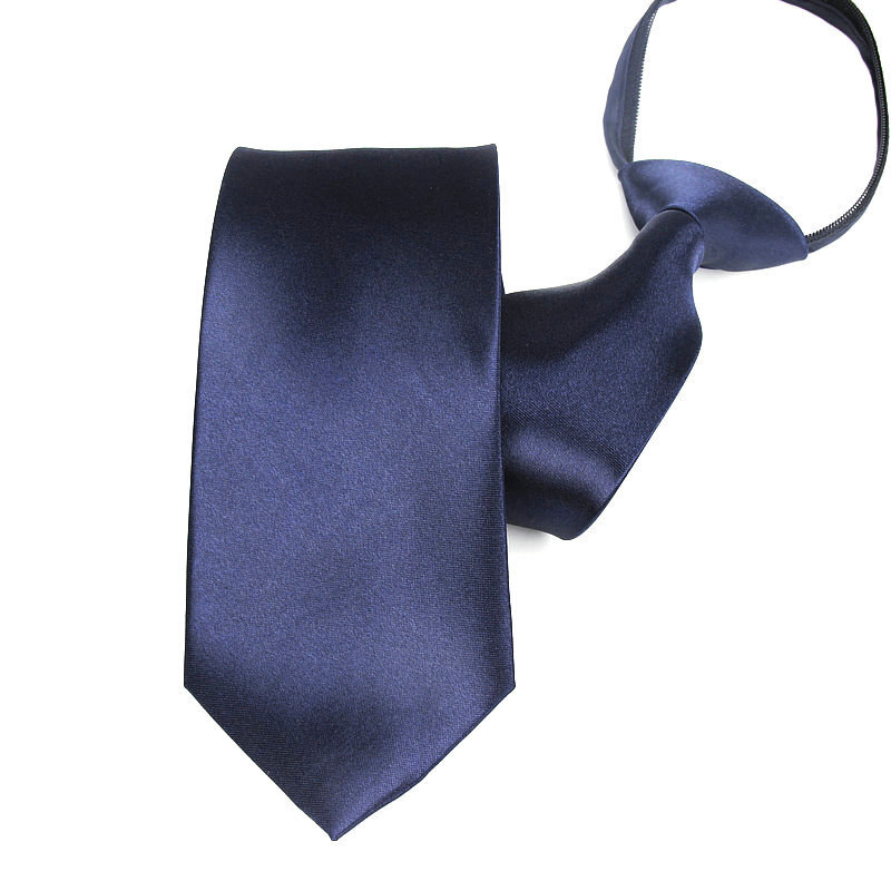 HUISHI Neck Tie 8cm For Men Tie Polyester Satin Solid 8cm Pre-tied Zipper Necktie Black Navy Blue Red Green White Pink Neckties