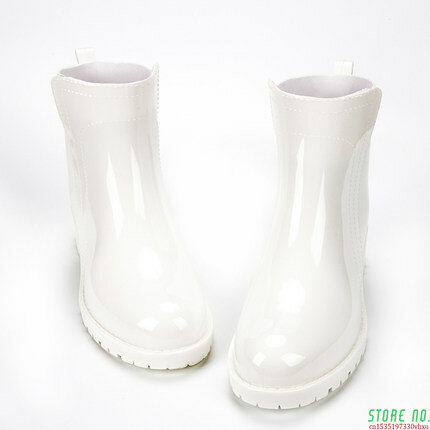 Botas de lluvia con plataforma para mujer, botines de goma de tacón bajo, zapatos planos sin cordones, impermeables, talla 33-39, novedad
