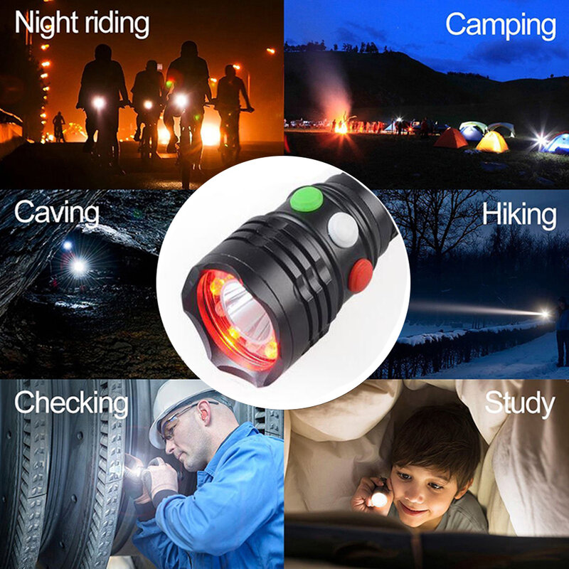 Railway Signal Flashlight Multifunctional Rechargeable Torch Light With Magnet Base Aluminum Hard 3 Color Light Torch