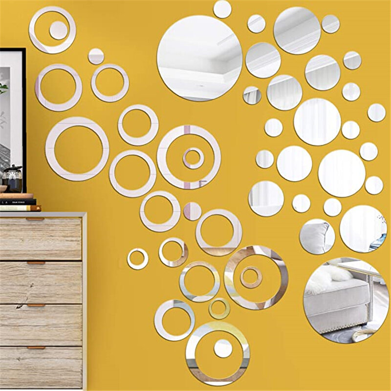 Зеркальная 3d-наклейка на стену, акриловая круглая декоративная наклейка «сделай сам» для телевизора, гостиной, спальни