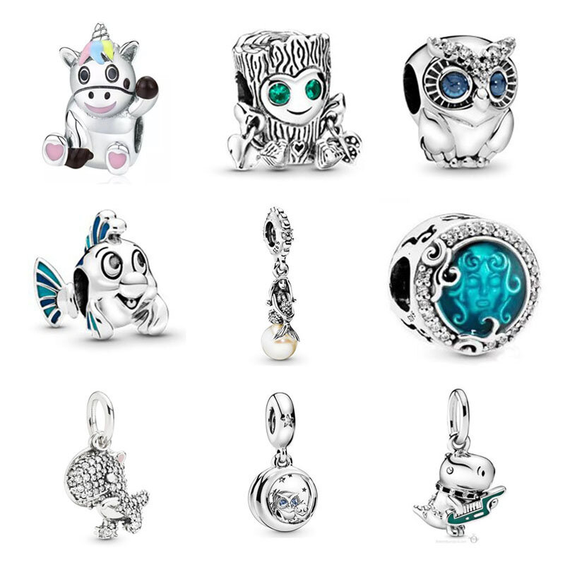 2020 new free shipping Luminous Ariel Mermaid Always by Your Side Owl charm fit original Pandora charms silver 925 bracelet X039