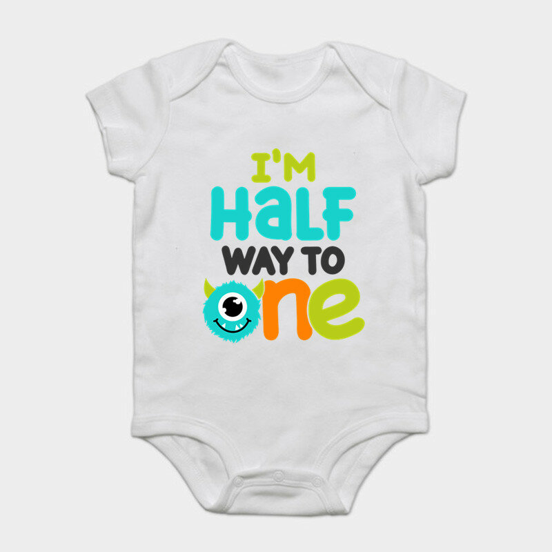 Setelan Bayi Bayi 1/2 Pakaian Jumpsuit Musim Panas Romper Katun Print Ulang Tahun Onesie Baju Hadiah Anak Laki-laki Perempuan