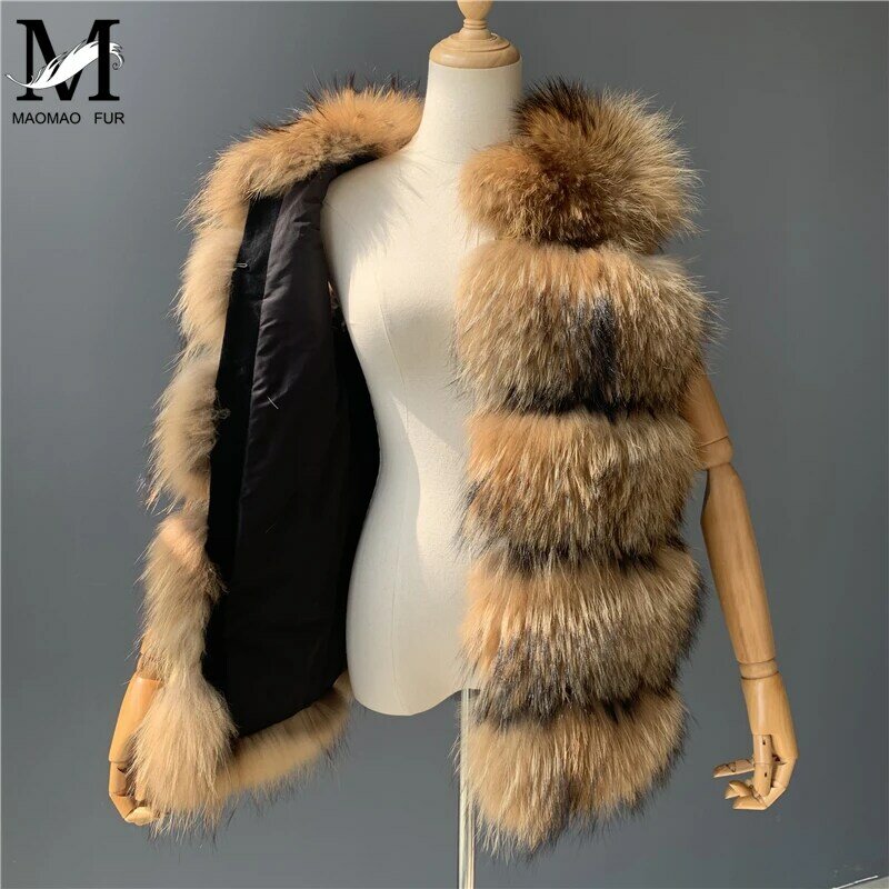 Real Raccoon Fur Vest Women Winter Real Fur Thick Fur Gilet Hot Sale Ladies Natural Raccoon Dog Fur Waistcoat