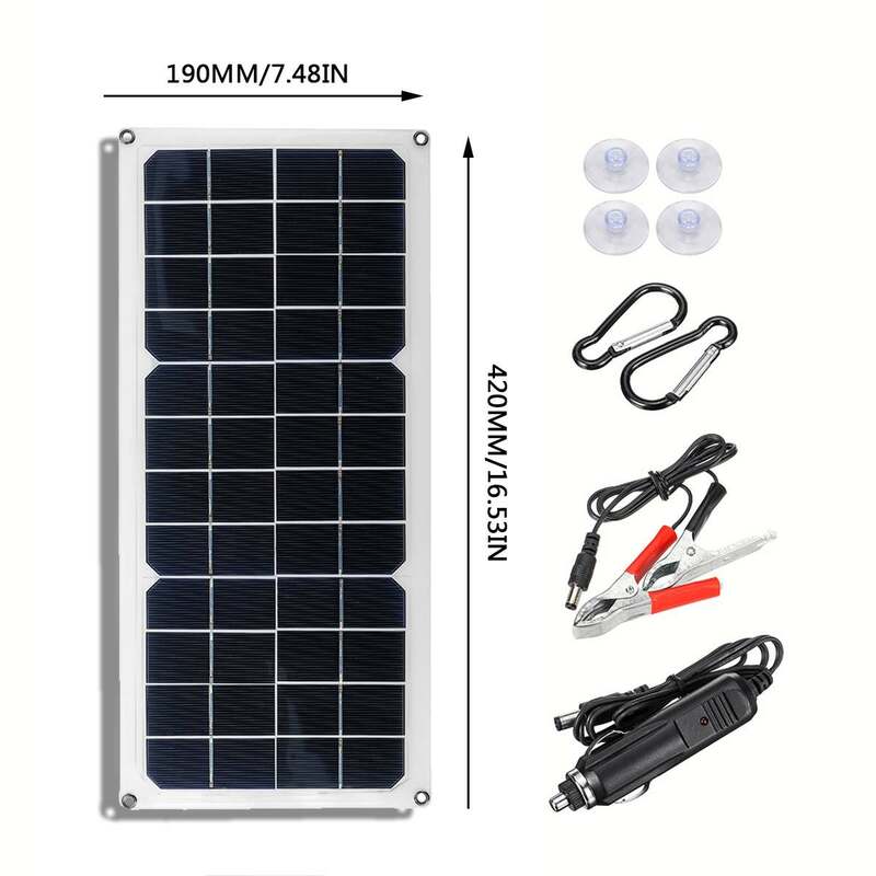 40W Solar Panel 12V Monocrystalline USB Power Portable Outdoor Solar Cell Car Ship Camping Hiking Travel Phone Charger