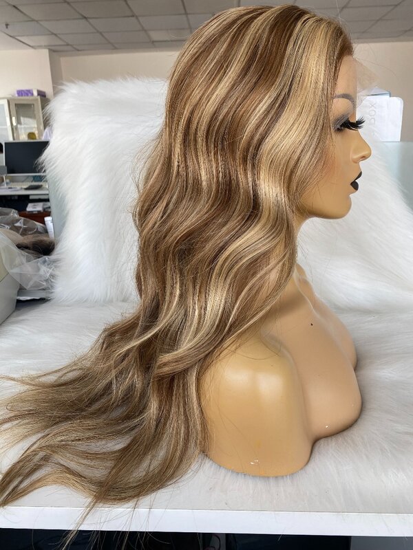 QueenKing hair Brazilian 13x6 Lace Front "Bella"Wig 150% density Swiss Transparent Lace Small Knots Highlight Balayage Color Wig
