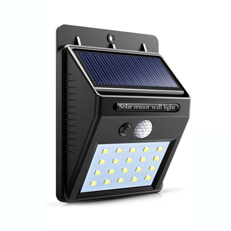 Luz de pared impermeable con Sensor de movimiento de 20 Luces Solares LED, lámpara de jardín exterior, Panel de luces LED, bombillas solares de 6V