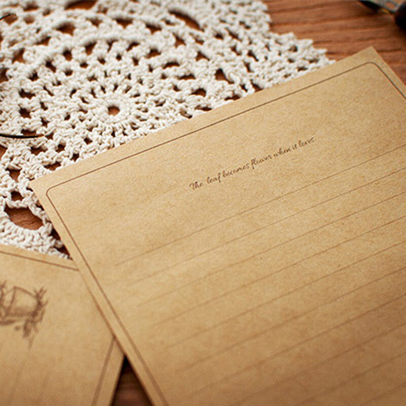 12ชิ้น/เซ็ต Vintage คราฟท์กระดาษจดหมายกระดาษชุดแผ่นเขียนคำเชิญ