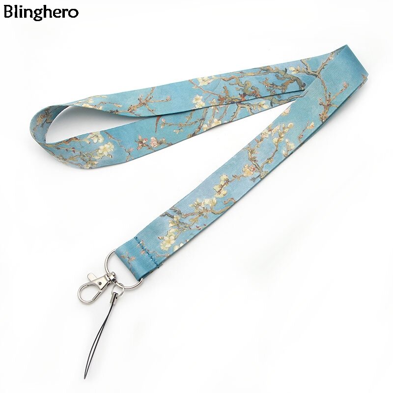 Blinghero Van Gogh Cordón de flor de almendra teclas exquisitas correa para el cuello del teléfono Cool ID Badge Holder lindos Regalos para la familia BH0410