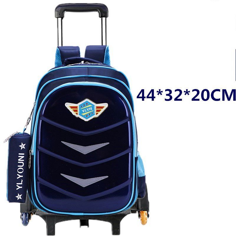 Школьная сумка из ПУ кожи на колесиках для мальчиков и девочек, водонепроницаемый рюкзак на колесиках для школы, сумки-тележки