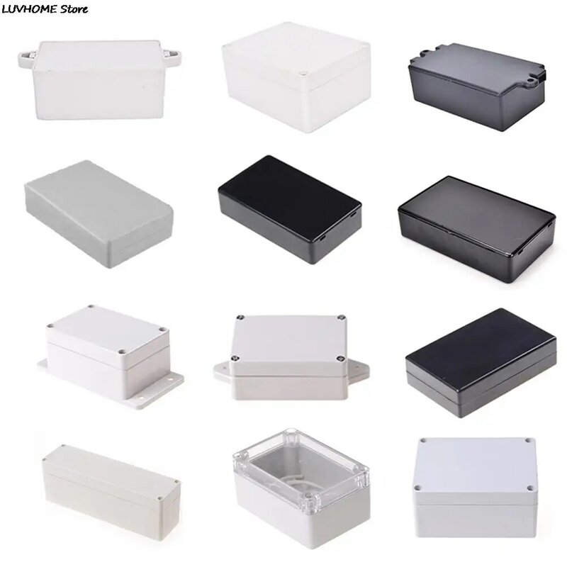 プラスチック製電子プロジェクトボックス,9サイズから選択,ABS素材,黒,白