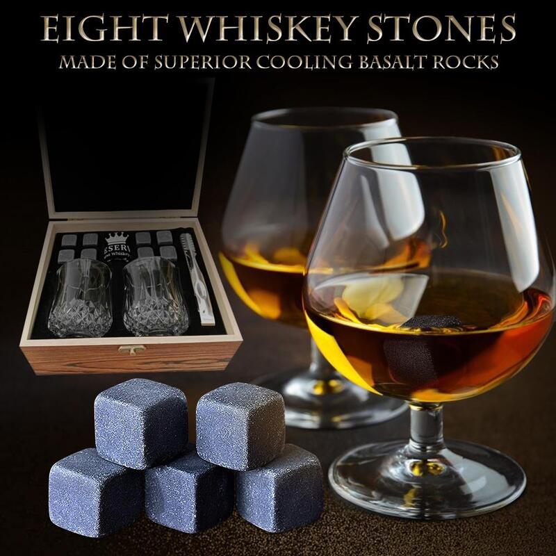 12 unids/set de piedras para whisky, conjunto de regalo, bloque de hielo congelado rápido, bloque de hielo para whisky, bloque de hielo de mármol para padre, novio, regalo de Navidad