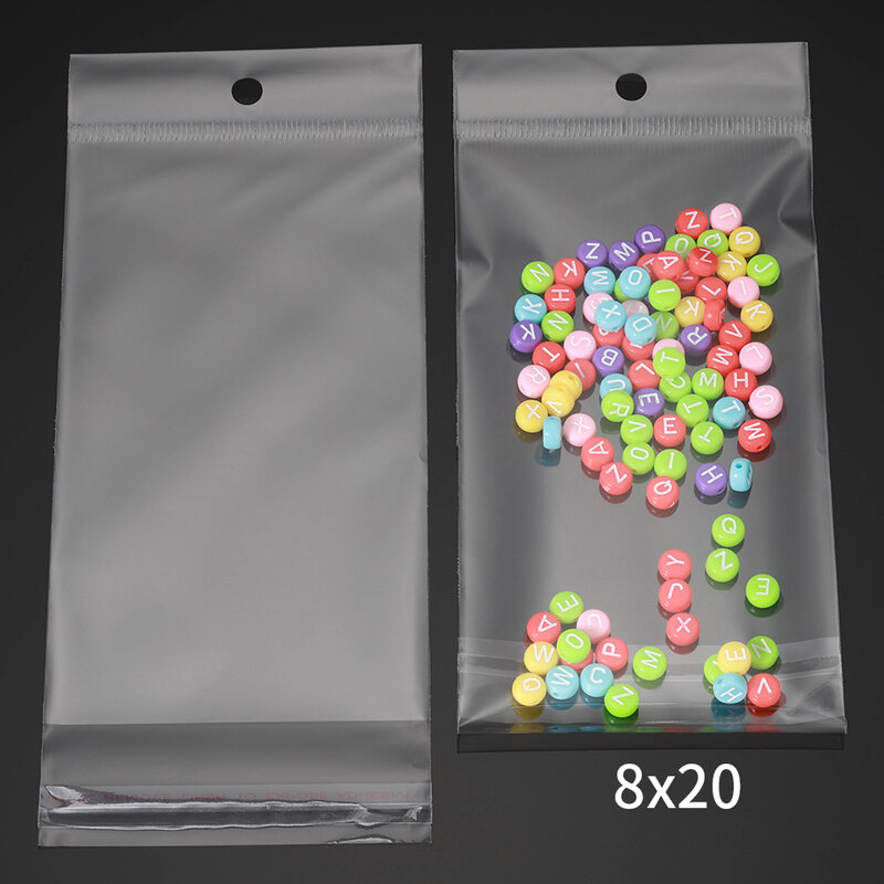 Bolsa de celofán autoadhesiva transparente de varios tamaños, bolsas de plástico autosellables para embalaje de dulces, joyería, 100 Uds.