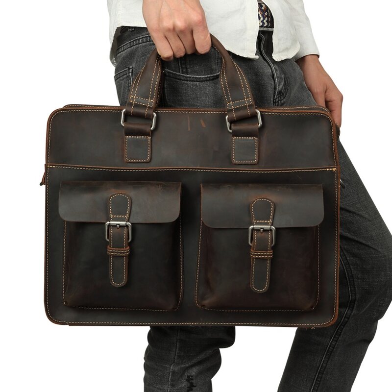 JOYIR 2023 Винтажный Мужской портфель из натуральной кожи Crazy Horse кожаная сумка-мессенджер мужская сумка для ноутбука 15,6 "деловая дорожная сумка