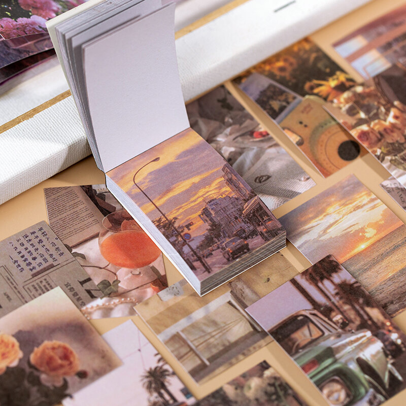 Yoofun مشهد طبيعي ولوحات فنية كتاب ملصقات قرطاسية ، يوميات مخطط قصاصات لطيف ، منظر طبيعي جمالي ، 50 ورقة