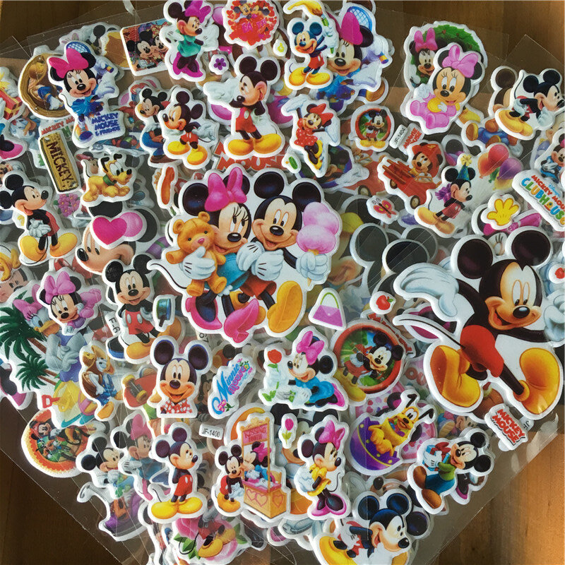 Pegatinas de recuerdo de Mickey Mouse, Minnie Mouse, 12 piezas, regalo de fiesta de cumpleaños para niños