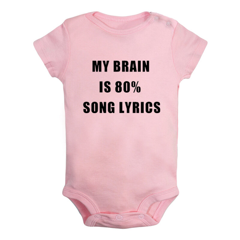 Namaste in Bed My Brain Is 80% Song Lyrics Printed Newborn Baby Girl Boys Clothes Short Sleeve Romper Outfits 100% Cotton