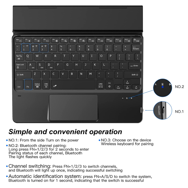Klawiatura TouchPad podświetlenie Bluetooth dla tabletu CHUWI HI12 HI10 Plus VI10 Plus HI10 Surbook