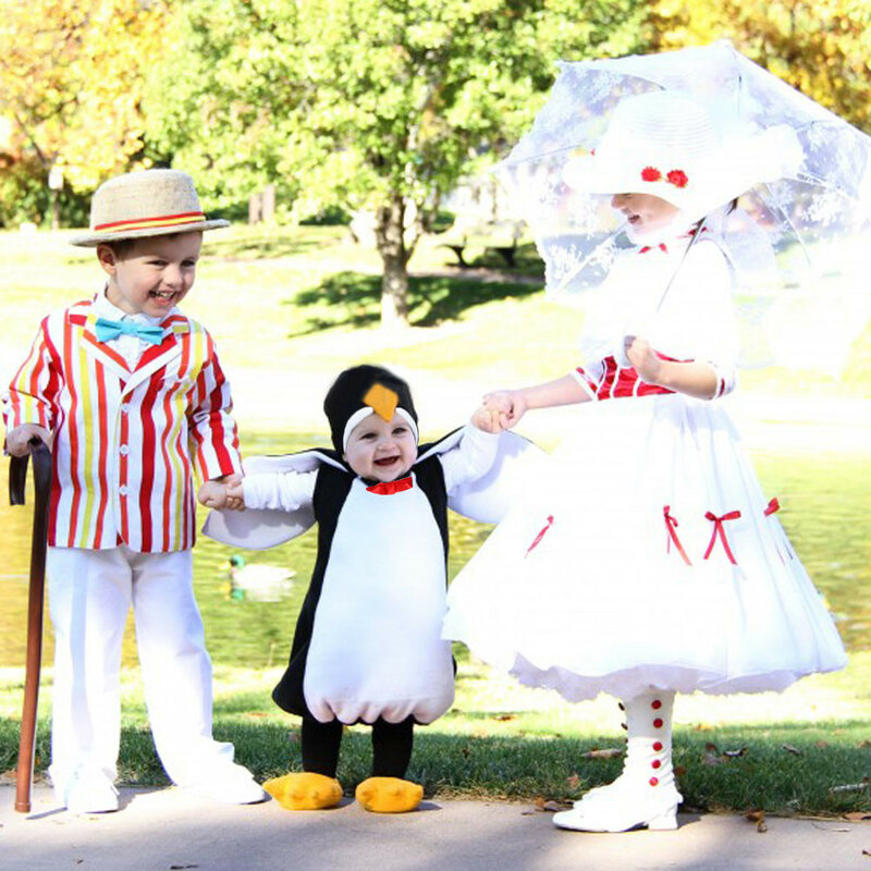 Baby Jungen Mädchen Karneval Halloween Kostüm Romper Kinder Kleidung Set Kleinkind Cosplay pinguin Overalls Infant Kleidung