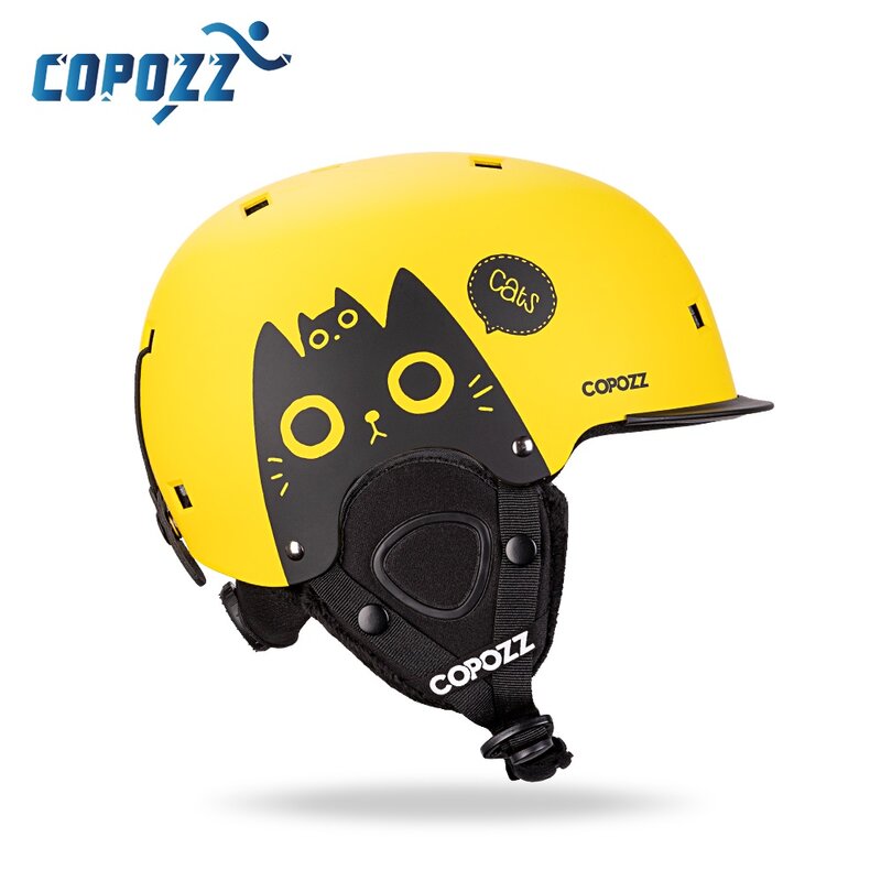 Helm Ski Anak-anak Kartun COPOZZ Helm Snowboard Perlindungan Olahraga Luar Ruangan Cetakan Integral Helm Ski Wanita