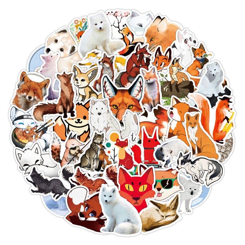 10/50pcs Cartoon Cute Fox Vulpes adesivi per Graffiti fai da te Laptop bagagli frigorifero PVC adesivi per bambini giocattoli