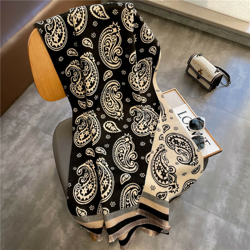 Autumn2021  Scarf Women Shawl New Printing Imitation Cashmere Scarf Double-sided Dual-use Shawl 190*65cm
