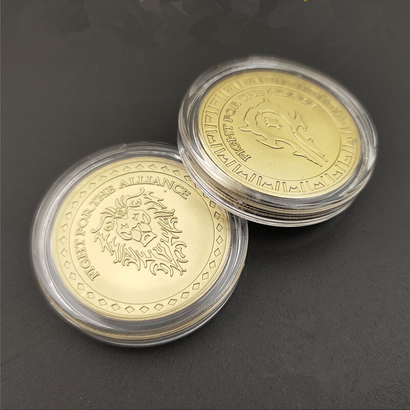 Золотая монета World of Warcraft, реквизит для косплея Орды и Альянса, двухсторонняя металлическая монета