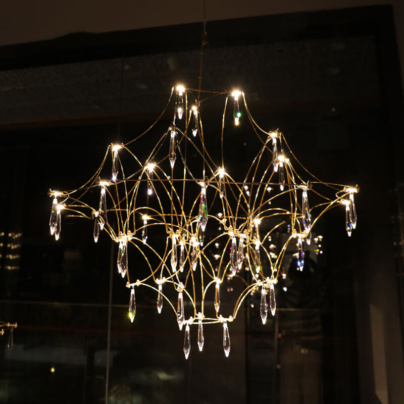 모던 크리스탈 LED 샹들리에, 거실 식당 천장 샹들리에, 빌라 로프트 주방 장식, 광택 샹들리에