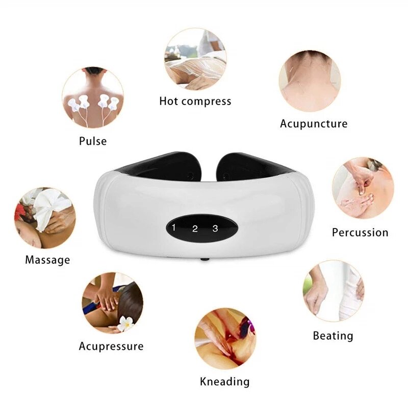 Syeosye-masajeador eléctrico para cuello y espalda, herramienta de cuidado de la salud para aliviar el dolor con calor por infrarrojos, 6 modos de potencia