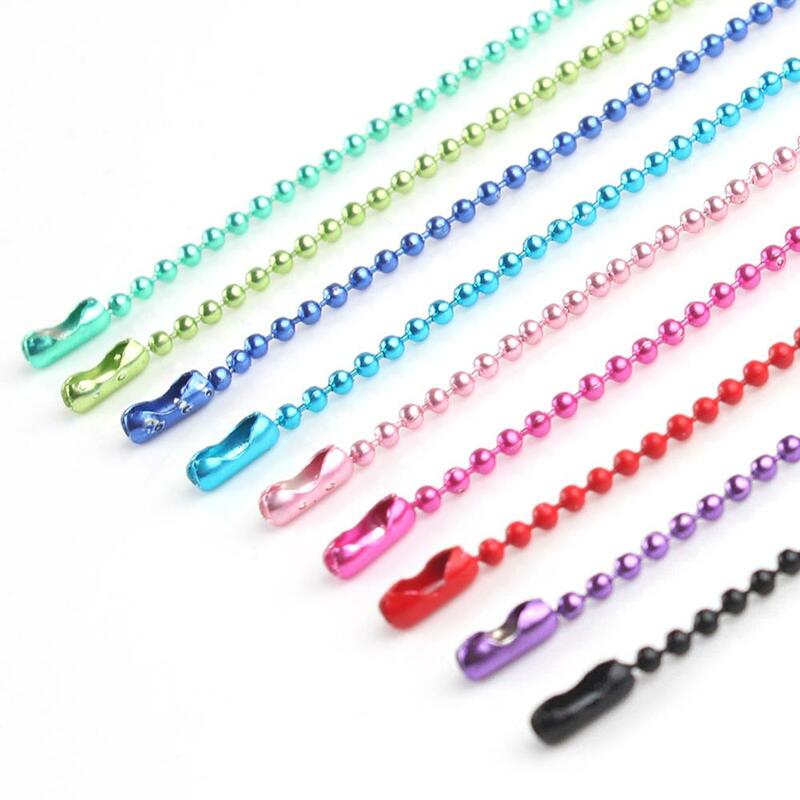 10pcs Colorful Ball Bead Chains for DIY Necklace Jewelry Making Findings 1.5mm Beads Ball Chain Necklace with Connector 68cm